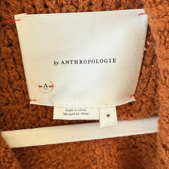 Anthropologie Denise Textured Knit Cocoon Cardigan Sweater Rust Orange Brown M - Picture 10 of 15